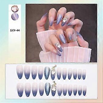 24 piezas de parche de manicura adhesivo de punta redonda/plana/puntiaguda con uñas postizas decorativas SXY-44