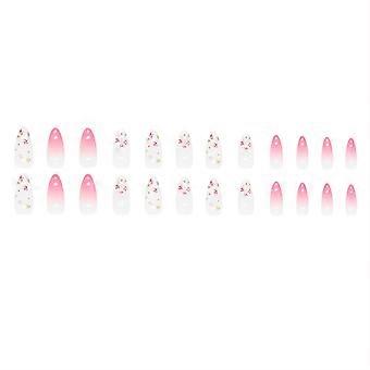 Frühling Blumen Rosa Gefälschte Nägel Frühling Atmosphäre Sanfte Rosa Nägel Kleber Modelle