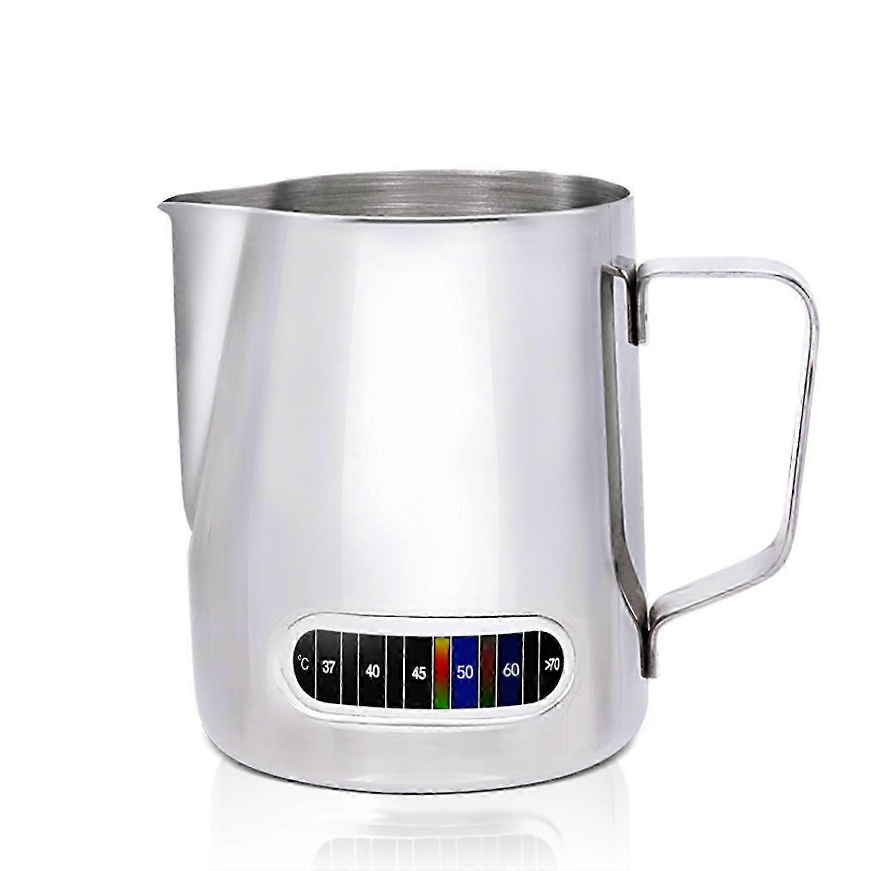 12/20oz Milk Frothing Pitcher with Temperature Display Stainless Steel Milk Frother Pitcher Jug Cup for Latte Art Barista