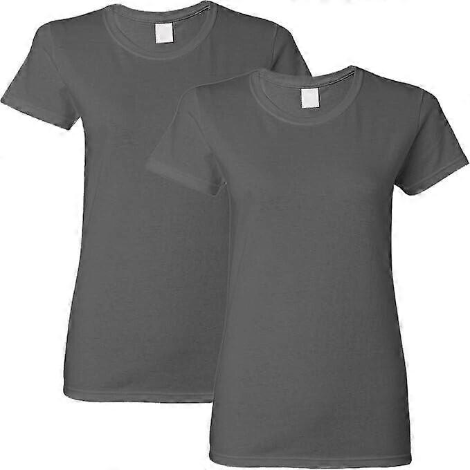 PriceDumb 2 Pack Ladies Femmes Coton Blanc Uni Col Ras du Cou À Manches Courtes T-shirt Tee Tops En