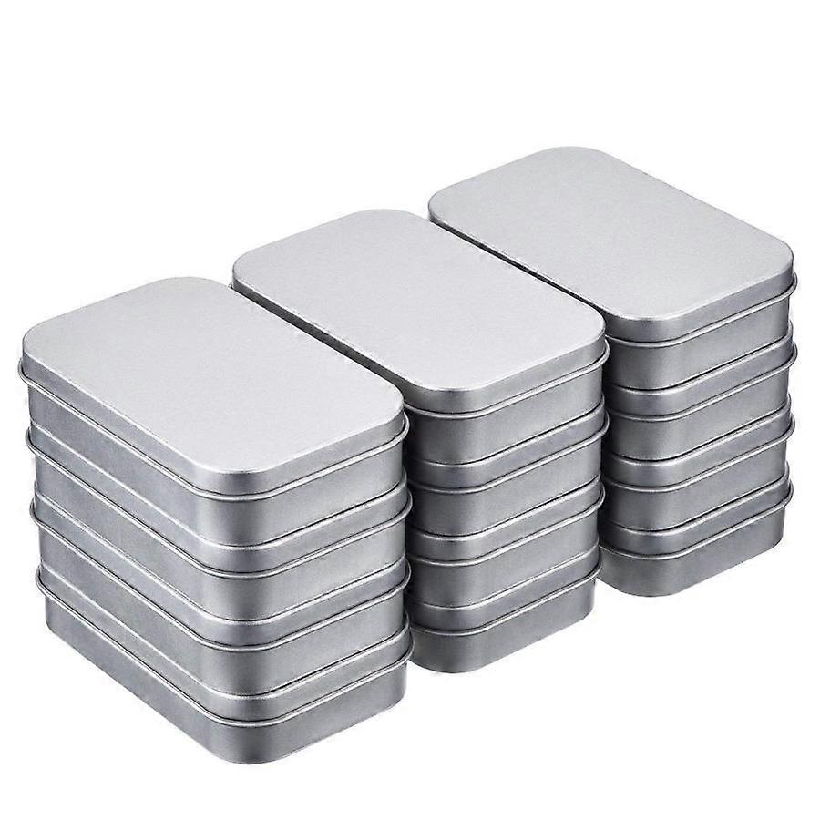 12PC/Set Metal Hinged Tin Box Mini Portable Storage Container Silver