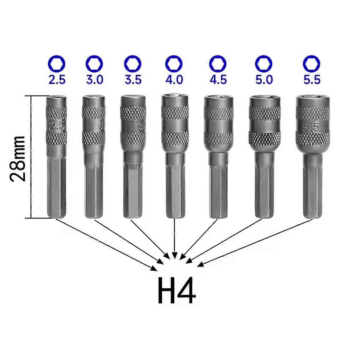2.5mm-5.5mm 6 Points Hex Socket H4 Hexagon Shank Nut Driver Part Metric Driver Drill Bit for Car Re