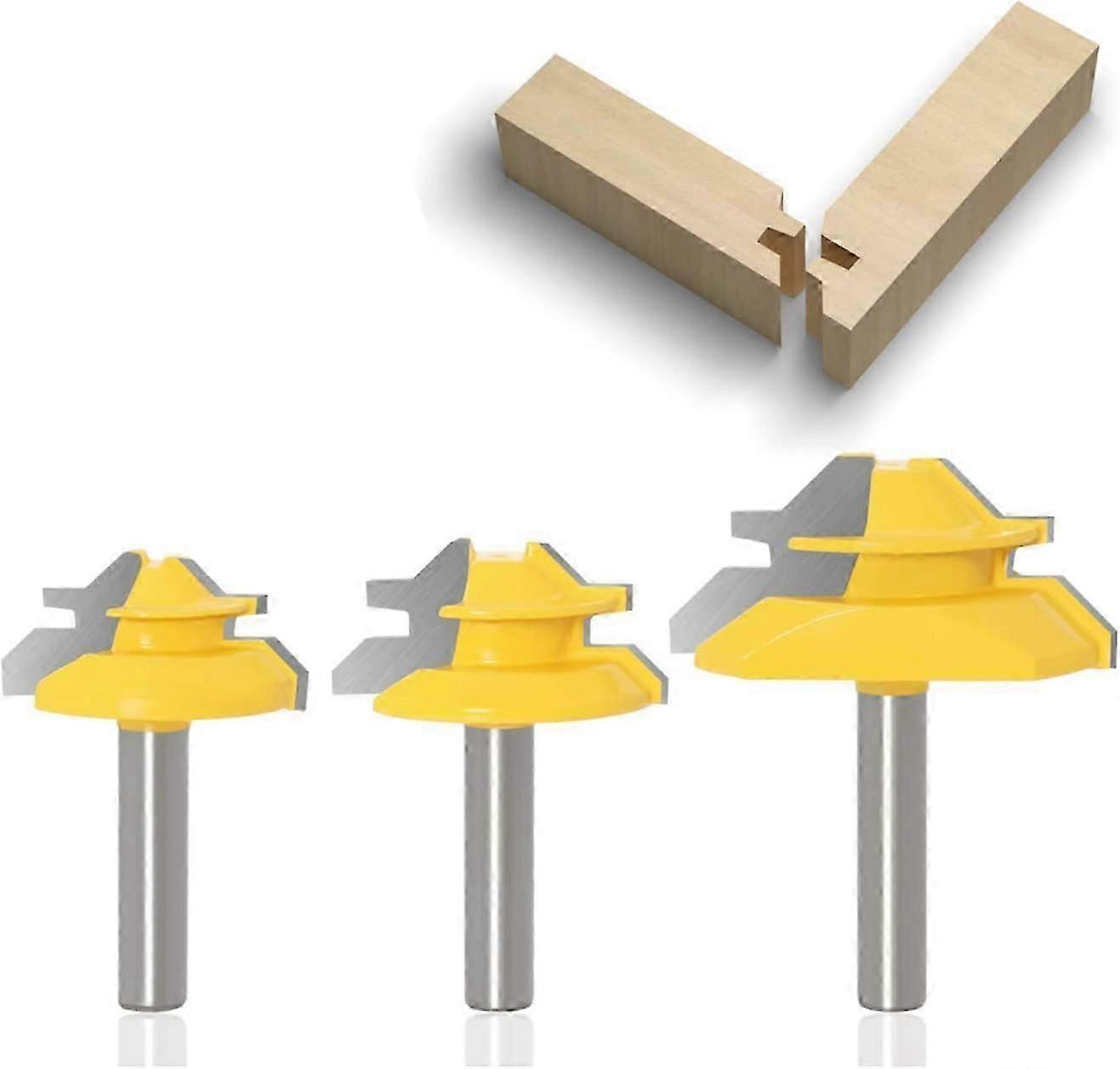 3 Parts 8mm Bonding Router Miter 45 Degree Miter Lock Router Woodworking Milling Cutter Tool