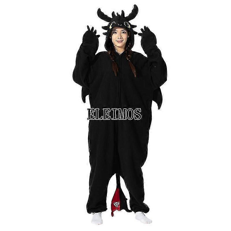 Kigurumi Onesie الكرتون Tothless بيجاما للبالغين النساء الرجال بيجاما الحيوانات ملابس منزلية هالوين تأثيري حزب زي
