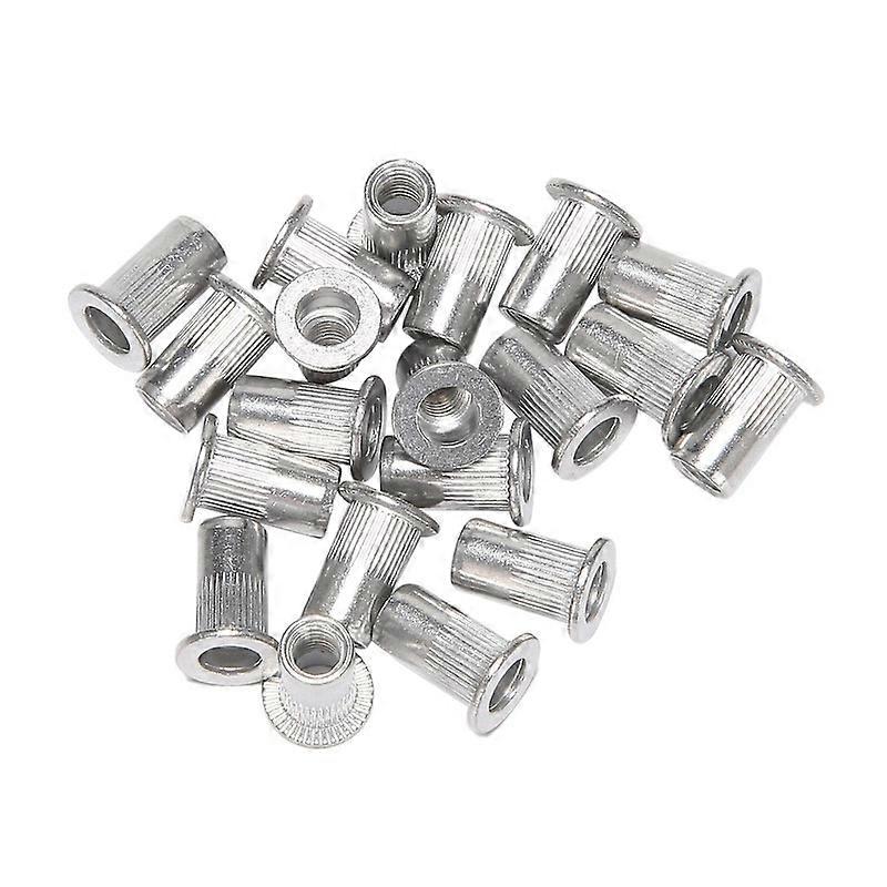 M5 Aluminum Flat Head Rivet Nut Insert Nuts Silver Tone 20pcs