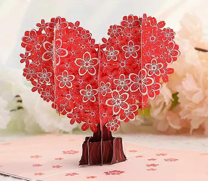 1 piece of 3D stereoscopic greeting card - heart-shaped tree