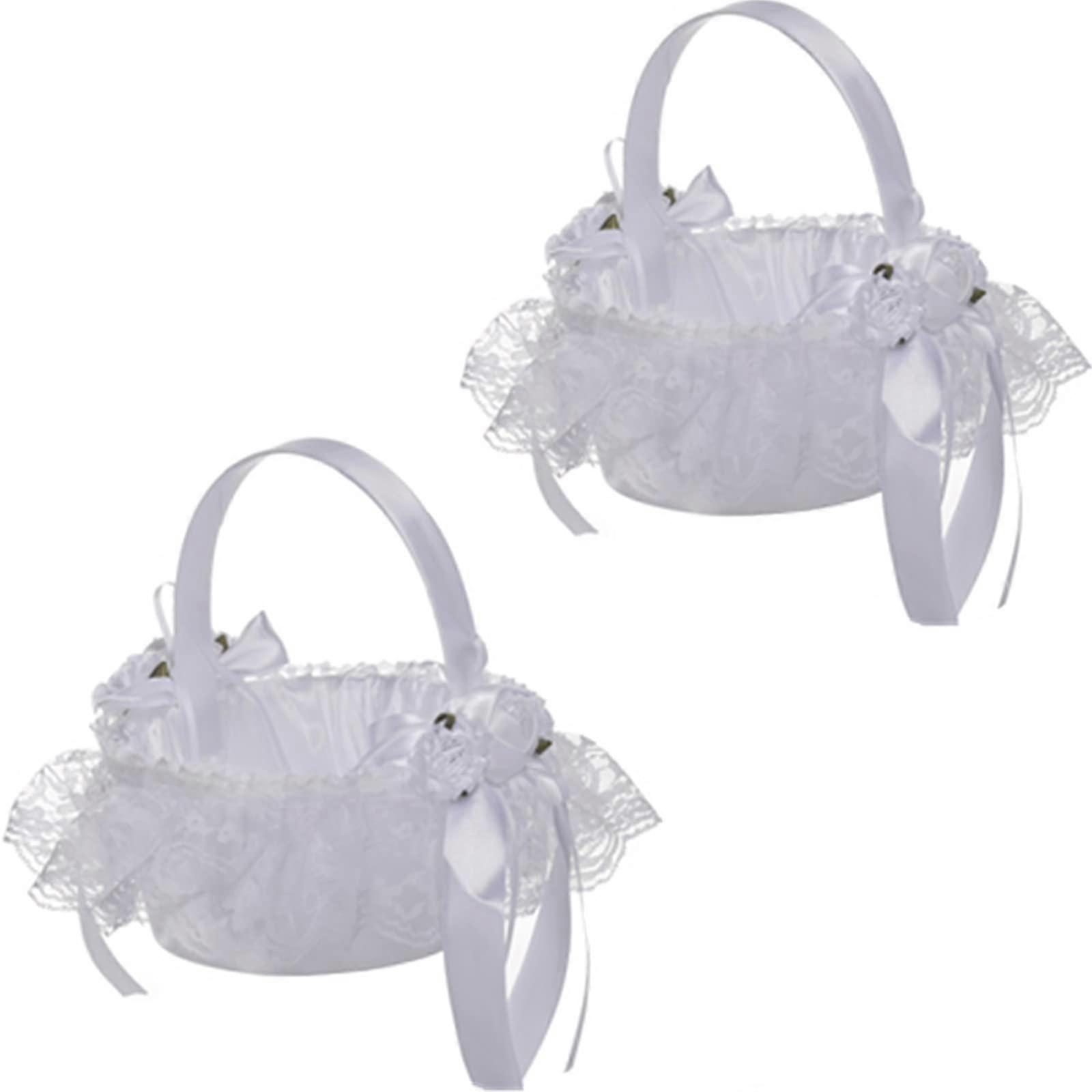 2pcs Handheld Lace Wedding Flower Basket