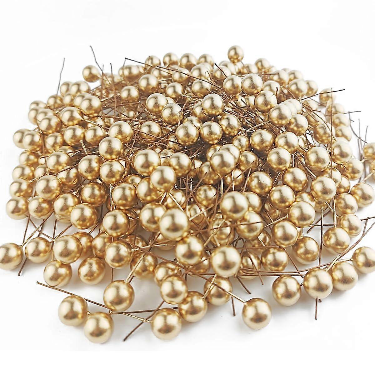 300-Pack Mini Holly Berries 10mm with Wire Stems for DIY Crafts Floral Arrangements and Holiday Decor