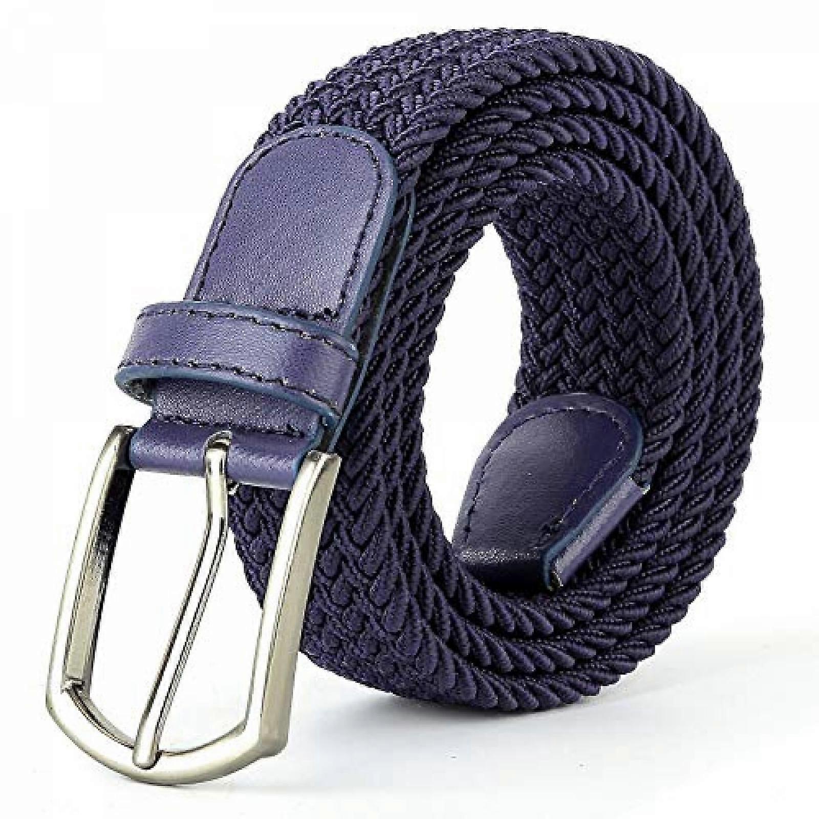 Braided Canvas Woven Elastic Stretch Belts for Men/Women/Junior with Multicolored, 110cm, Blue