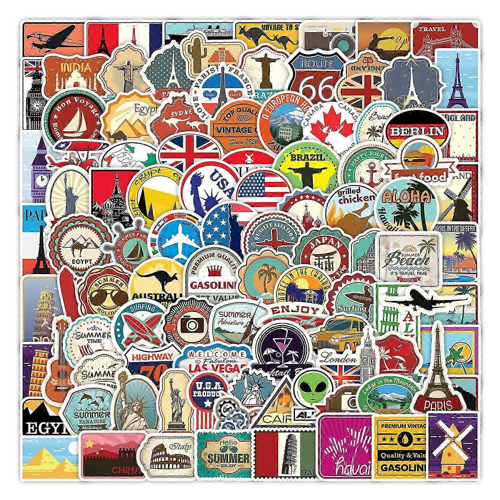 100 pcs travel - map stickers