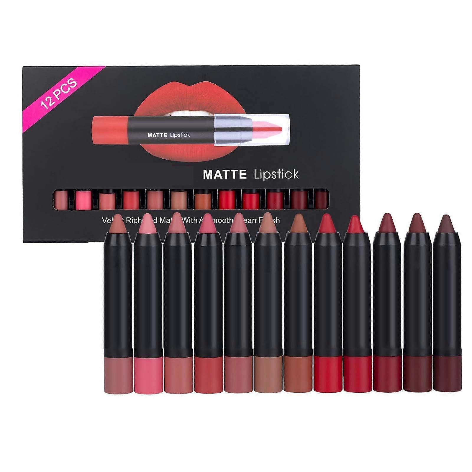 Matte Liquid Lipstick Set Matte Lipstick Set Makeup Set Drying Highly Pigmented16 Hours Hold For Daily Makeup 3.5gx12