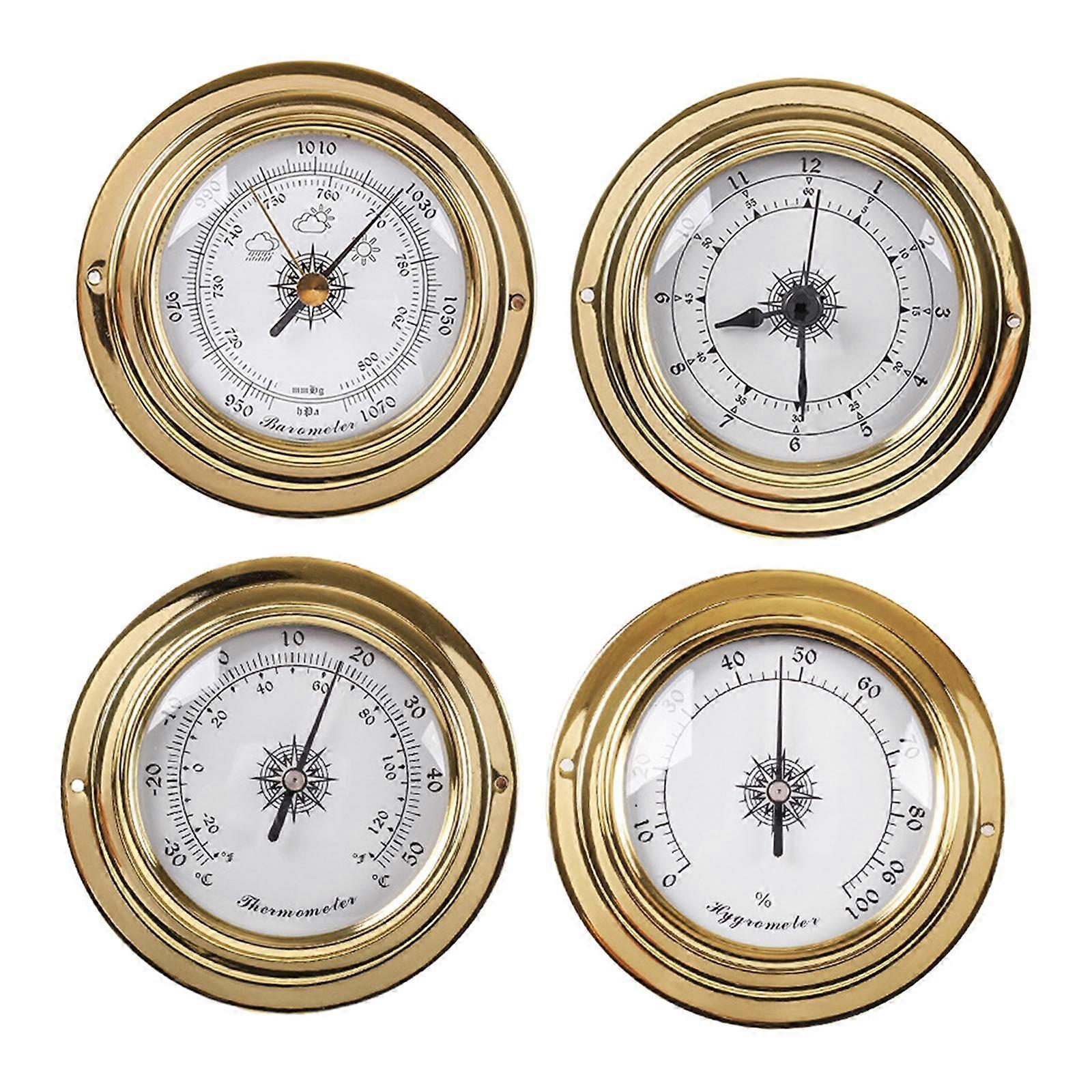 4Pcs Thermometer Hygrometer Barometers Clock for Warehouses Sailing Ship