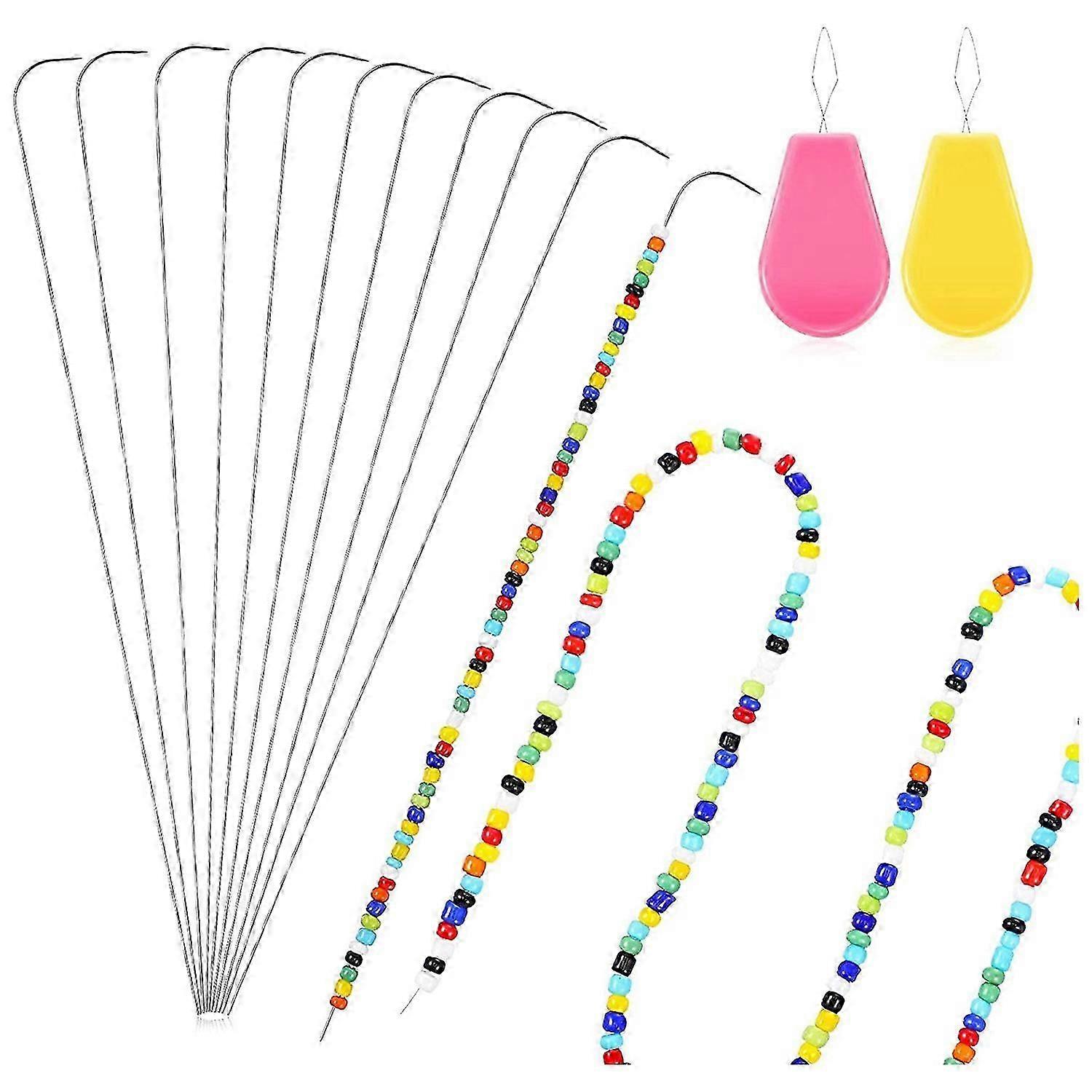 Curved Beading Needle with Bead Needle Threader,Bead Spinner Needle Stringing Tool Bead Needle for