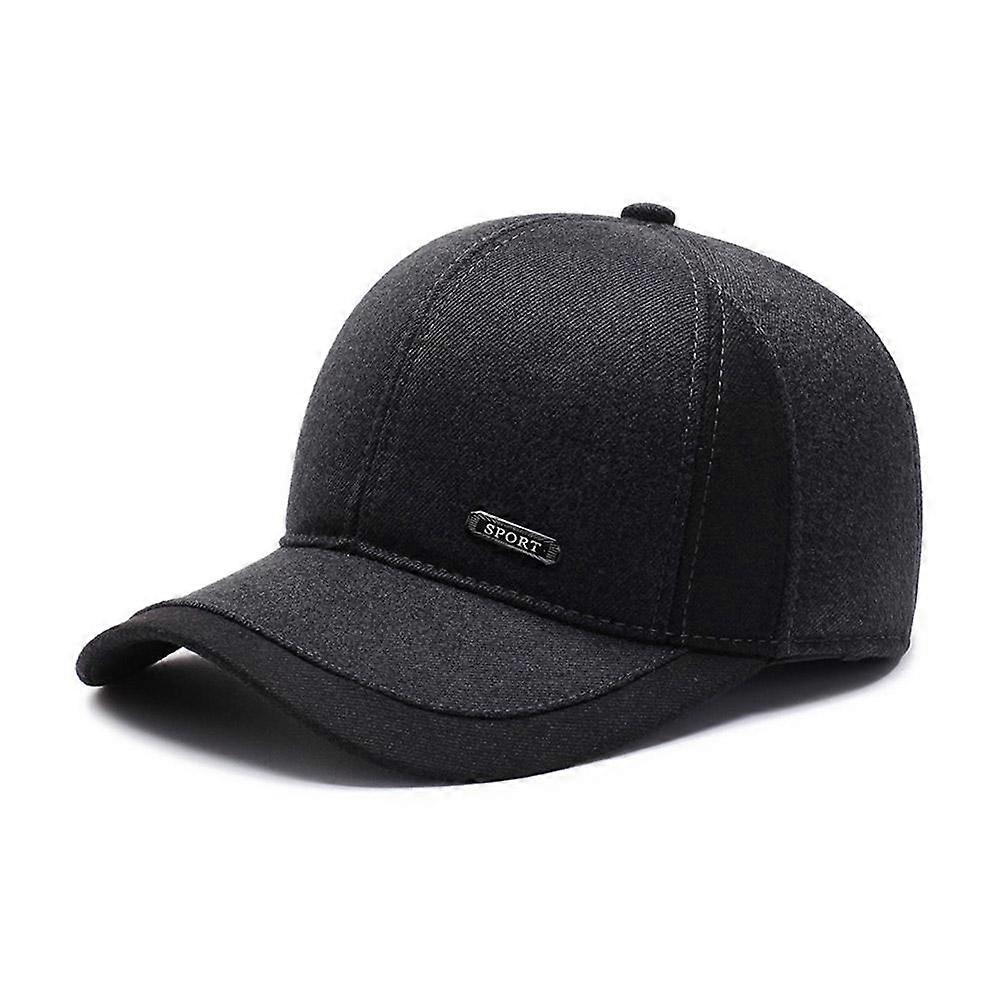 Menn Vinter Baseball Cap Med Øreklaffer Varm Bomull Snapback Cap Hat Plain
