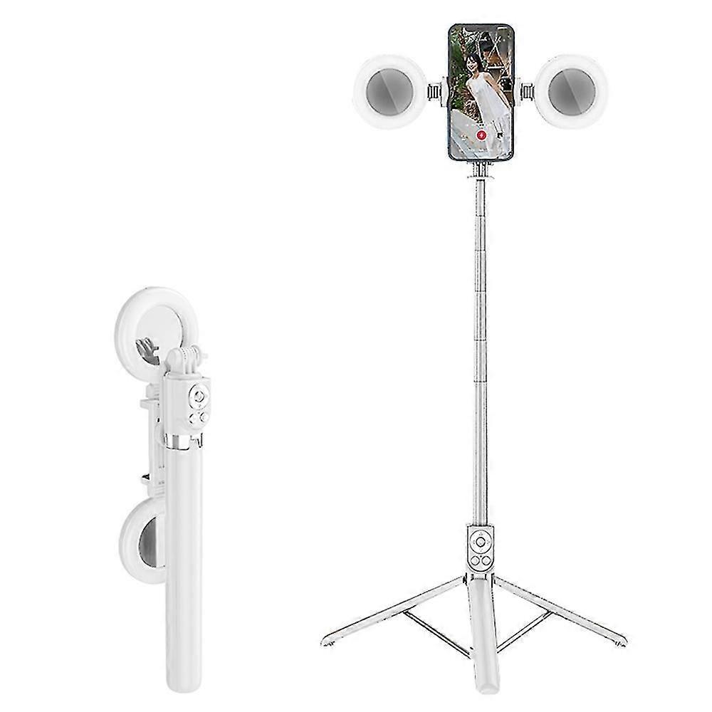 R17DS 1.75m Portable Bluetooth Selfie Stick Retractable Tripod Phone Stand with Dual Fill Lights 360