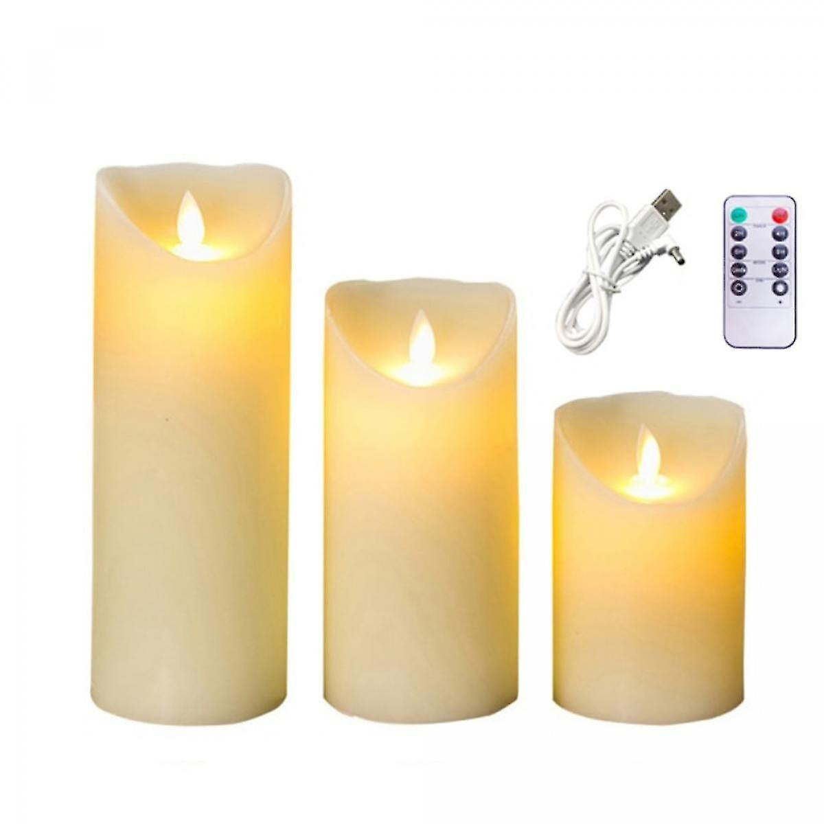 3PCS Rechargeable Non Smoking Candle Light Smooth Flickering Candle Light with Timer Remote Control compatible Home Decoration | Candles