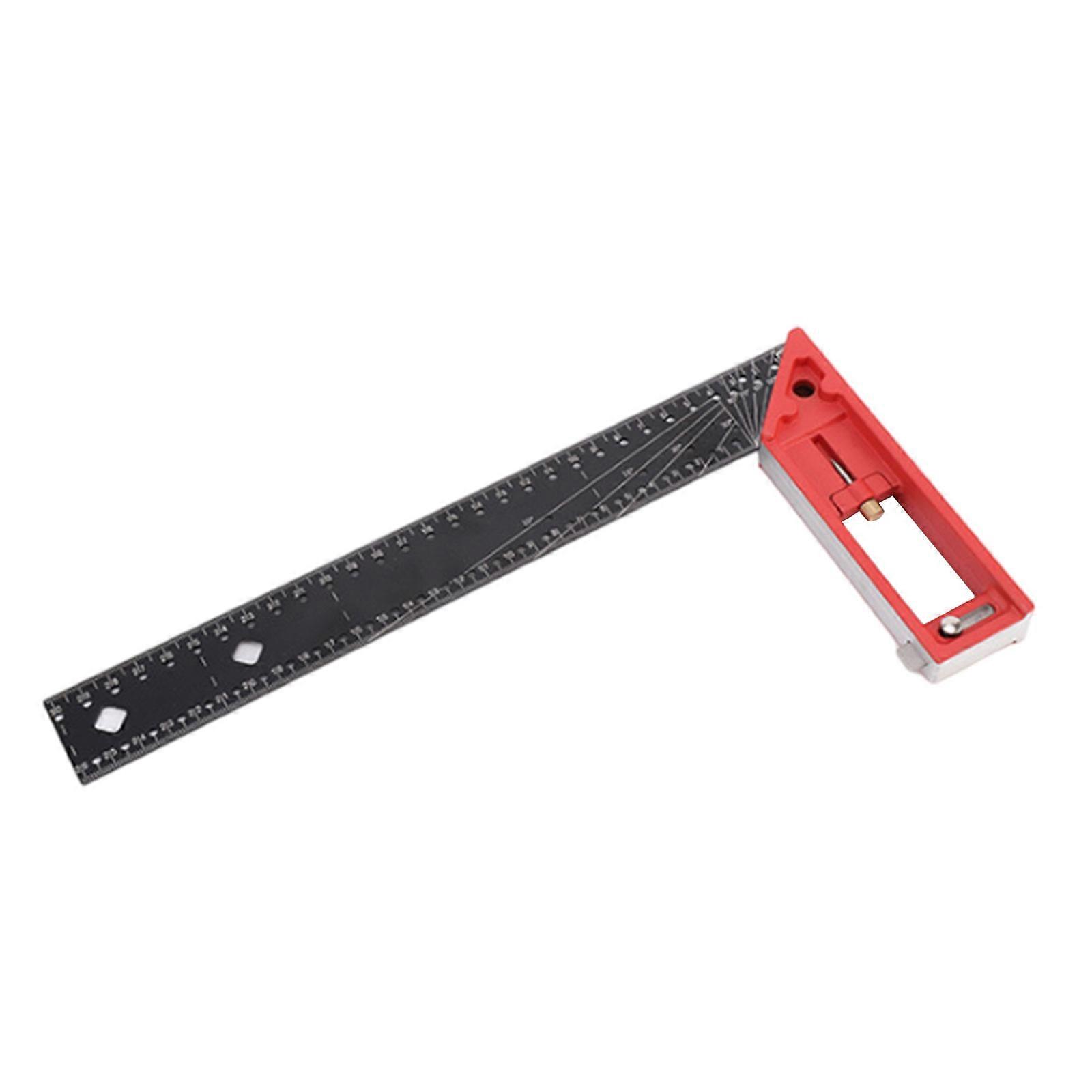 12” Woodworking Square Ruler,Right Angles Ruler Carpenter Square Layout Tool,Stainless Steel, Retractable Ledges Red