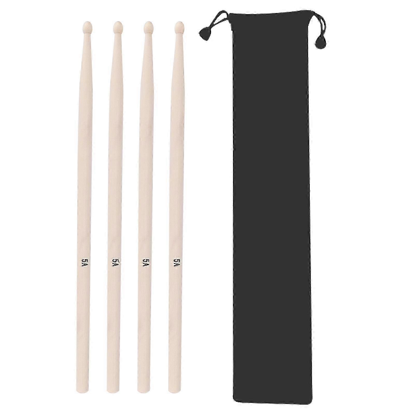 2 Pair 5A Drum Sticks Maple Instrument Accessory with Beam Storage Bag for Jazz MusicM02769