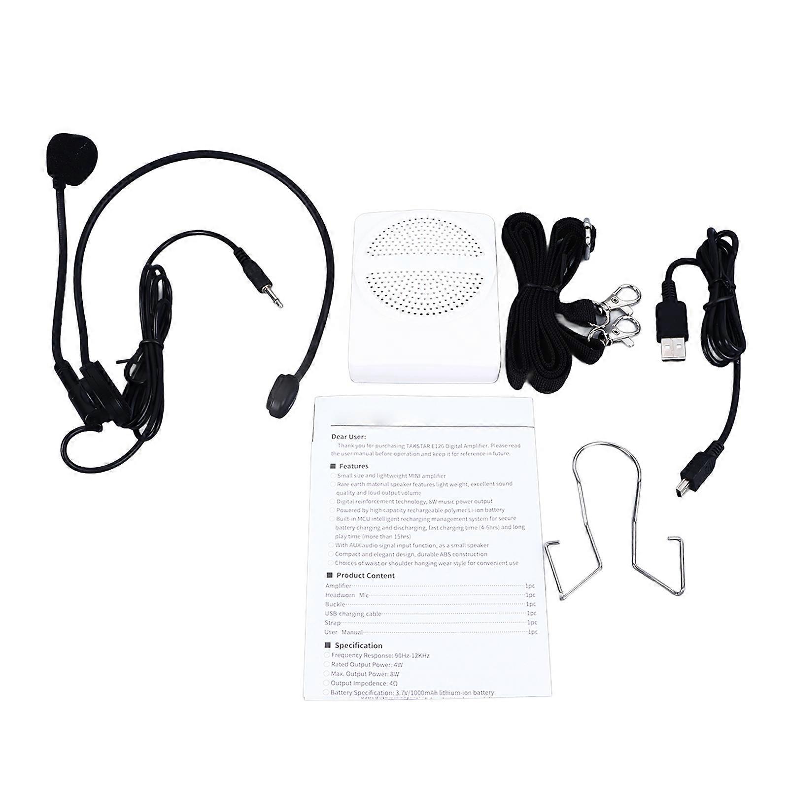 Wireless Voice Amplifier with Headset Microphone Practical Portable for Teacher Tour Guide Meeting