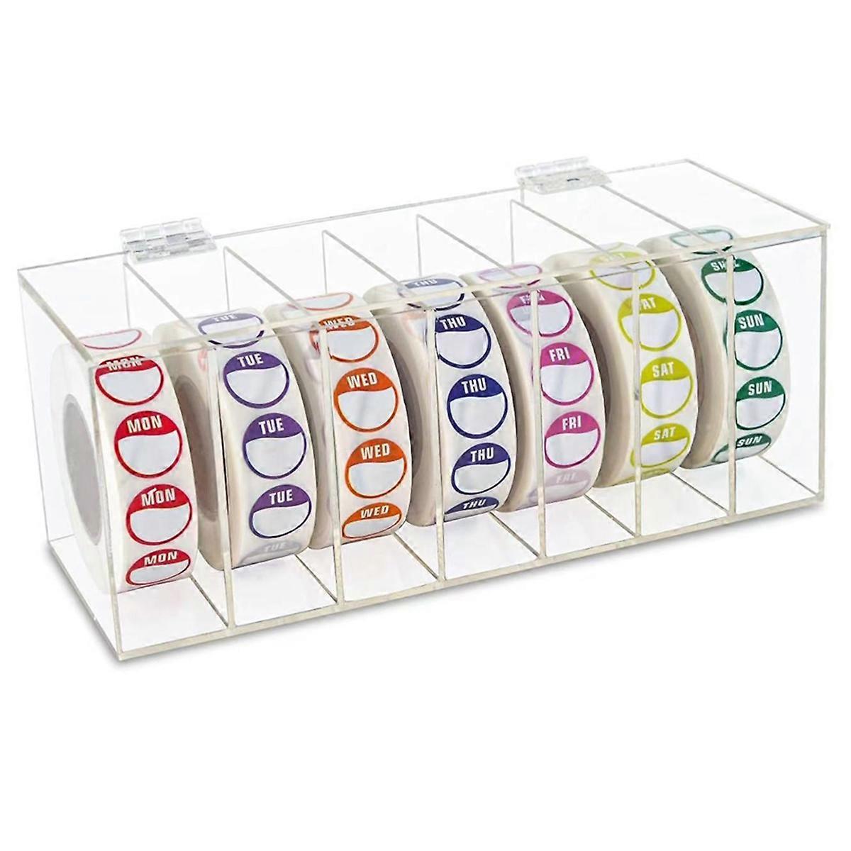 Acrylic Day of the Week Covered Label Dispenser 7-Slot Dispenser
