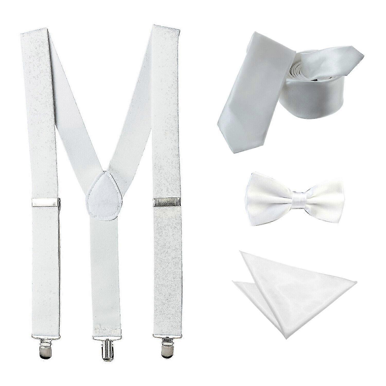 Men's Braces Bow & Necktie Square Handkerchief Set