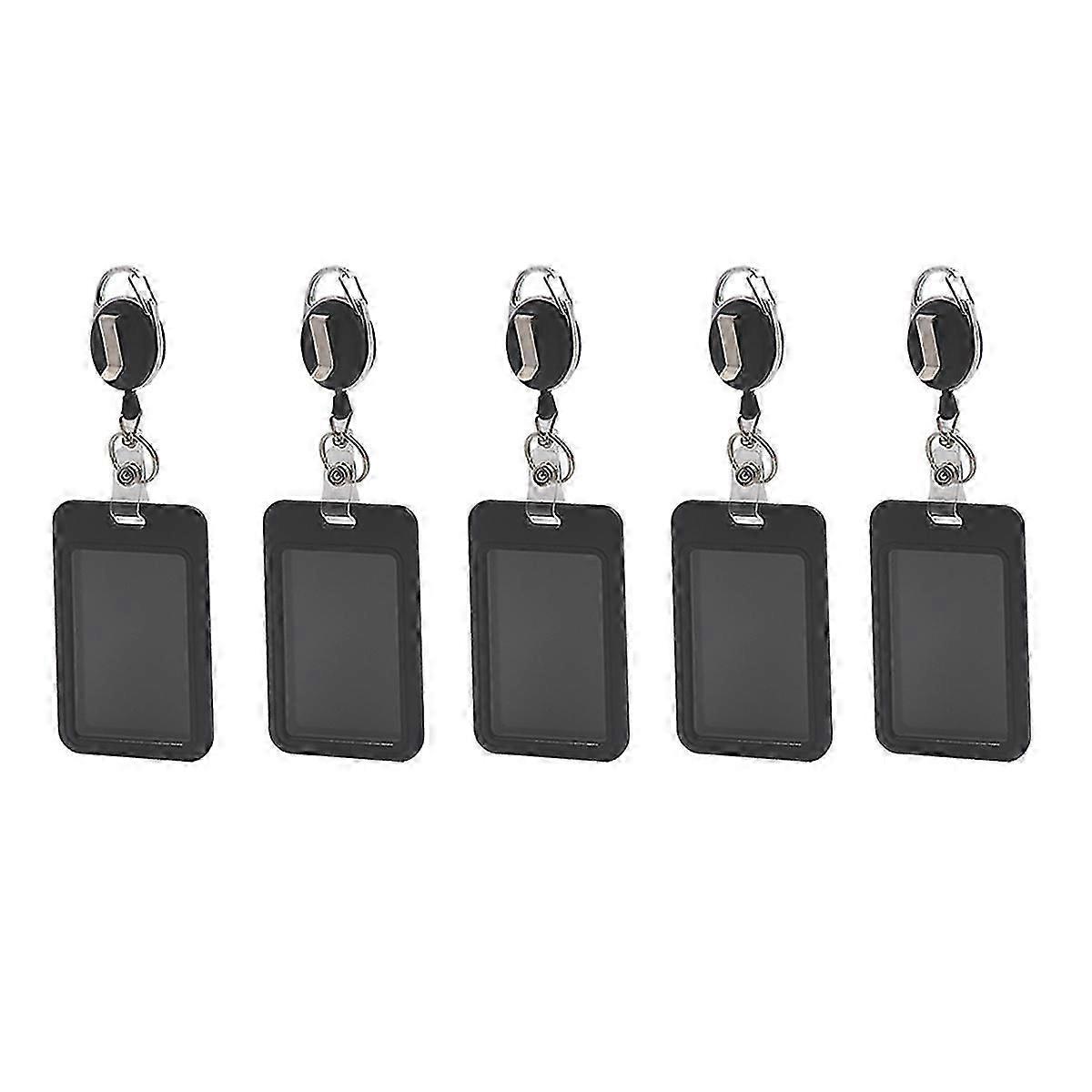 5PCS Work Permit Card Set - Rope Retractable Neck Hanging Document Card Set - Chest Tag Access Control Protective Set