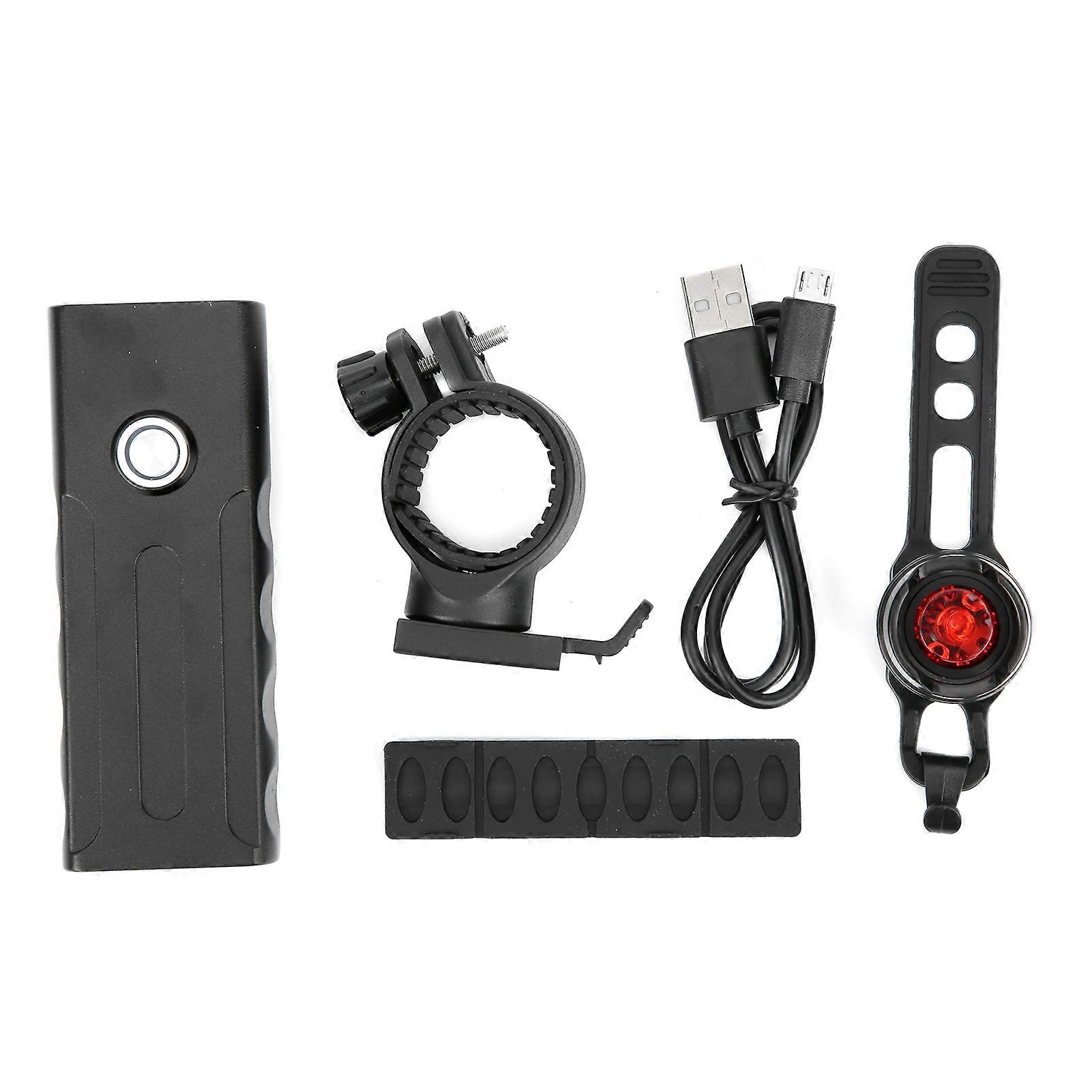 Cycling Torch Headlamp Bike Taillight Front Tail Integration USB Rechargeable Flashlight