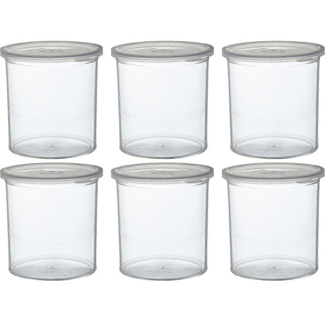 Classic Round Storage Container with Lid, 2.7 Quart Clear Plastic Crock, Set of 6 for Kitchen and Restaurant Use