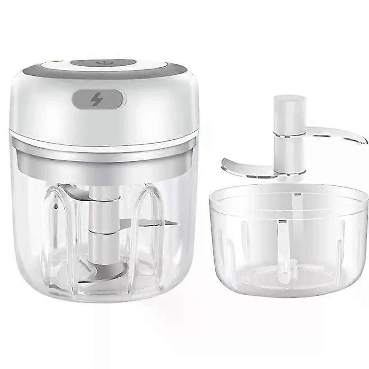 Mini Wireless Electric Garlic Masher-250ml & 100ml Cups,White -