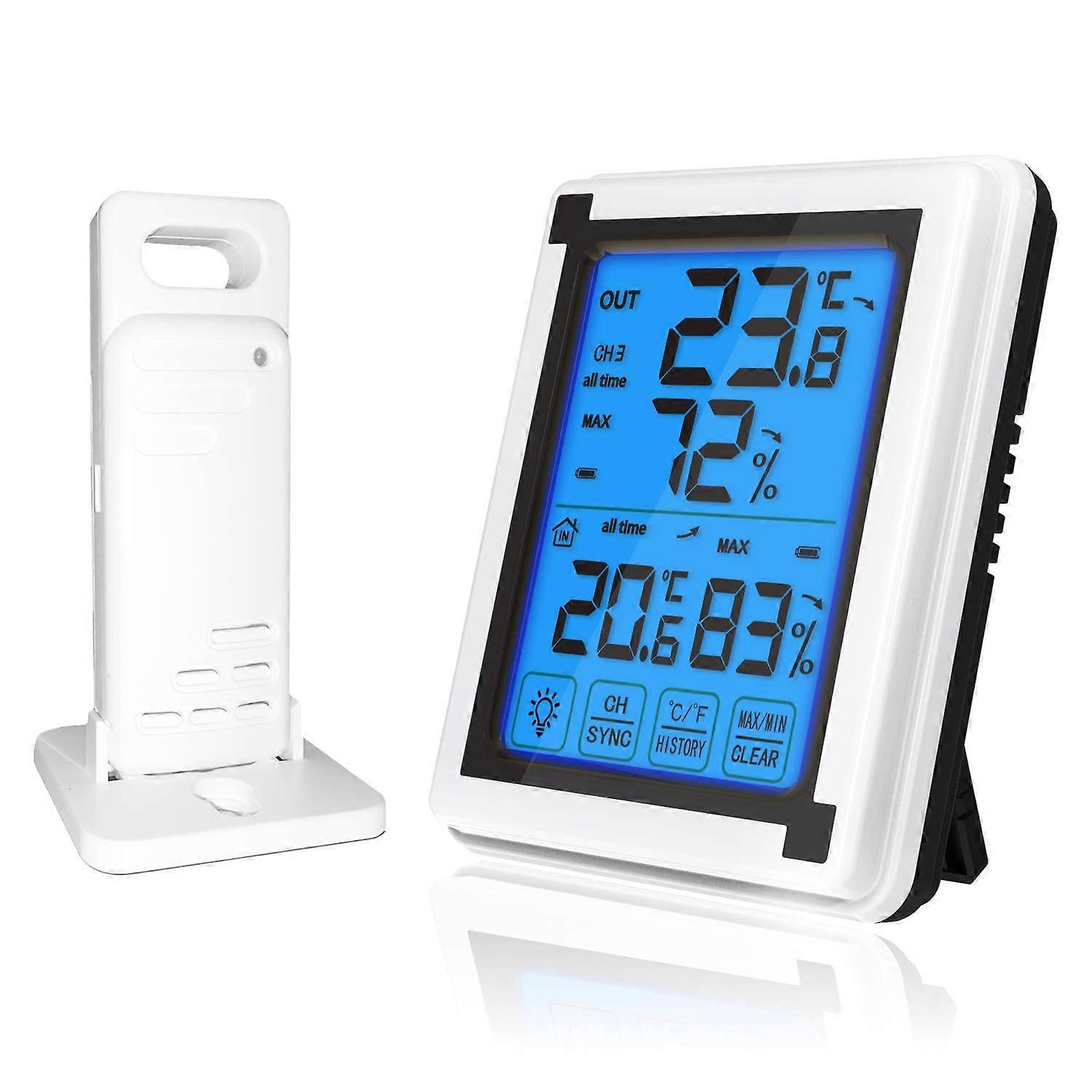 Indoor Outdoor Thermometer - Backlit LCD Touch Screen (1 Sensor)