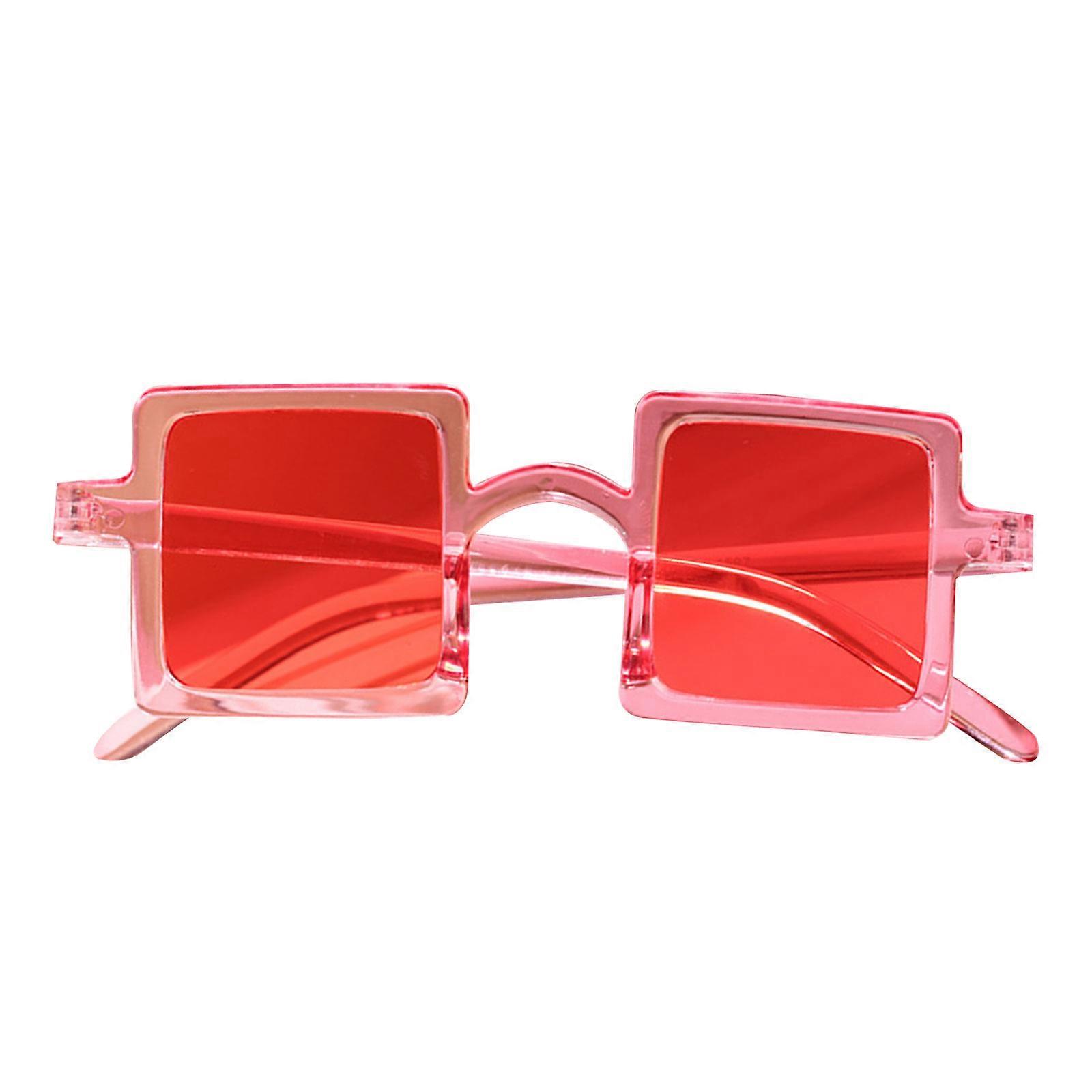 Kinder Oversized Square Sonnenbrille Trendige Flat Top Kleinkind Sonnenbrille für Mädchen Jungen 2-10 Jahre UV zum Schutz Transpar Transparent rot