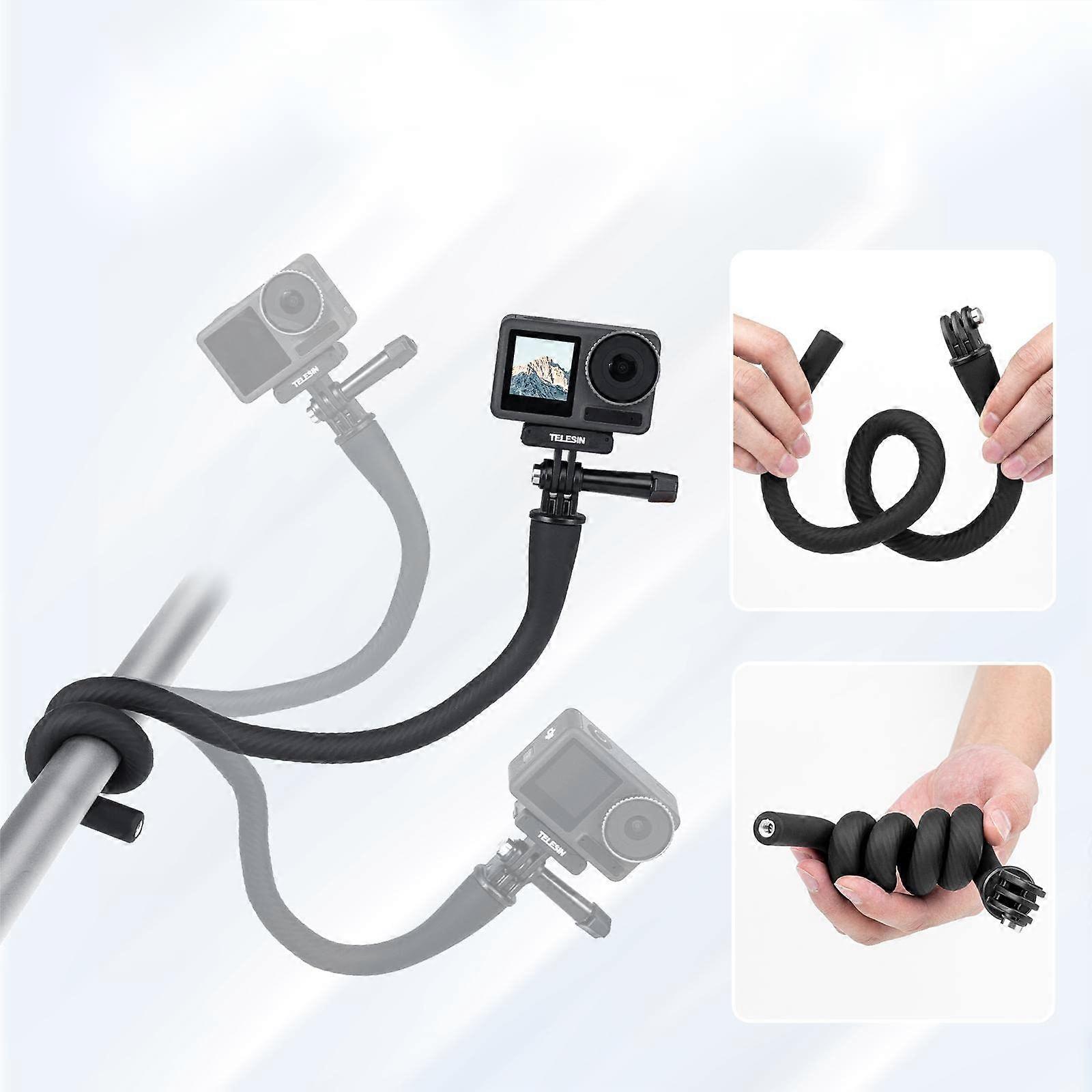 Clip-on Mount for GoPro Insta360 Phone, Flexible, Multi-Function Selfie Stick/Neck Strap