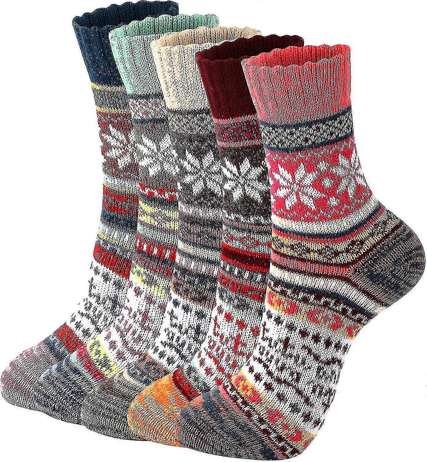 5 Pairs Wool - Wool For Women Men Boot Soft Crew Winter