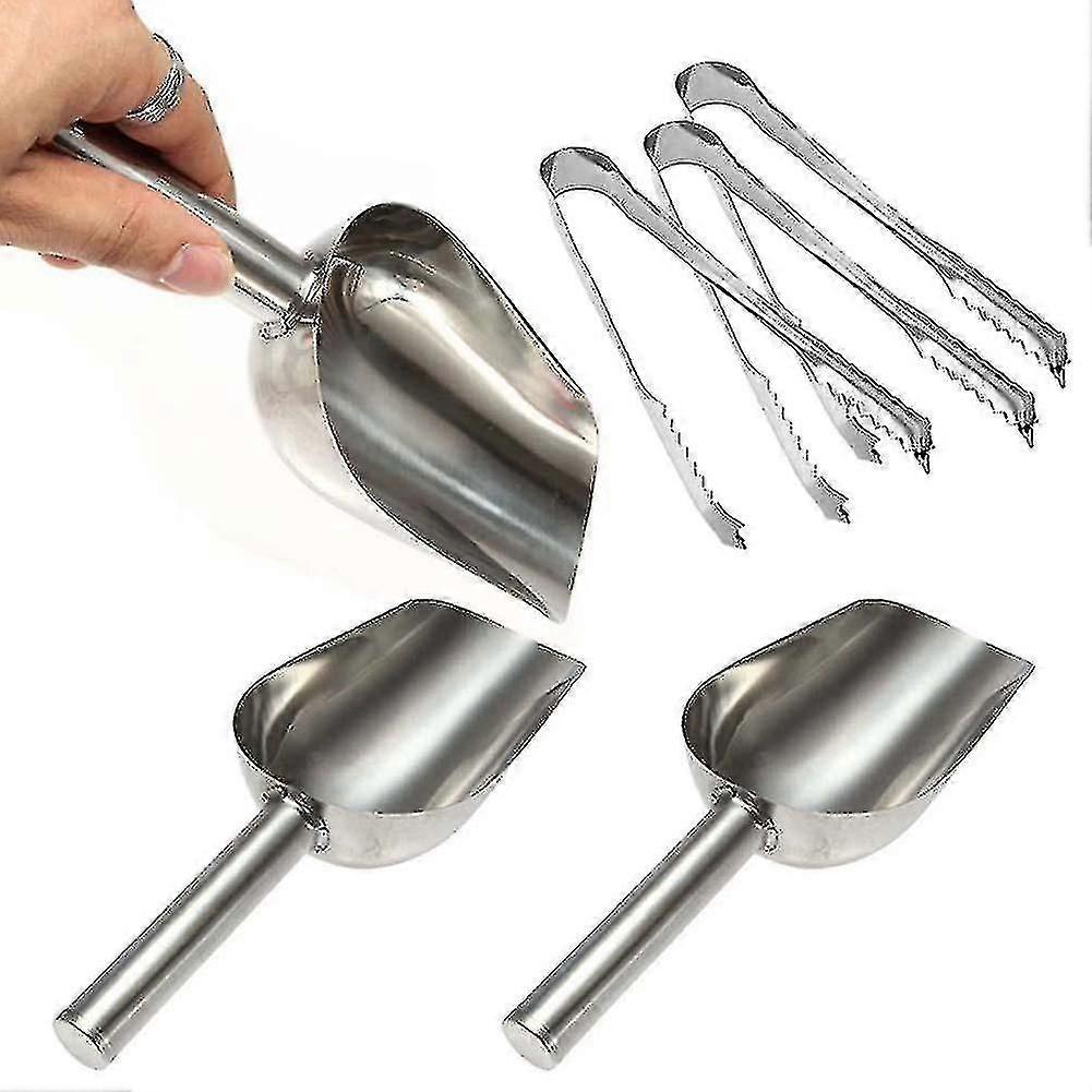 Set Of 5 Serving Tongs And 5 Scoops Comptiable With Sweets | Stainless Steel | Comptiable With Parties Ice Candy Bars High-Quality