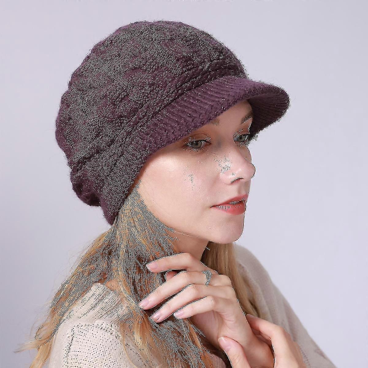 Winter Knitted Hat With Fleece Inside Lined Warm