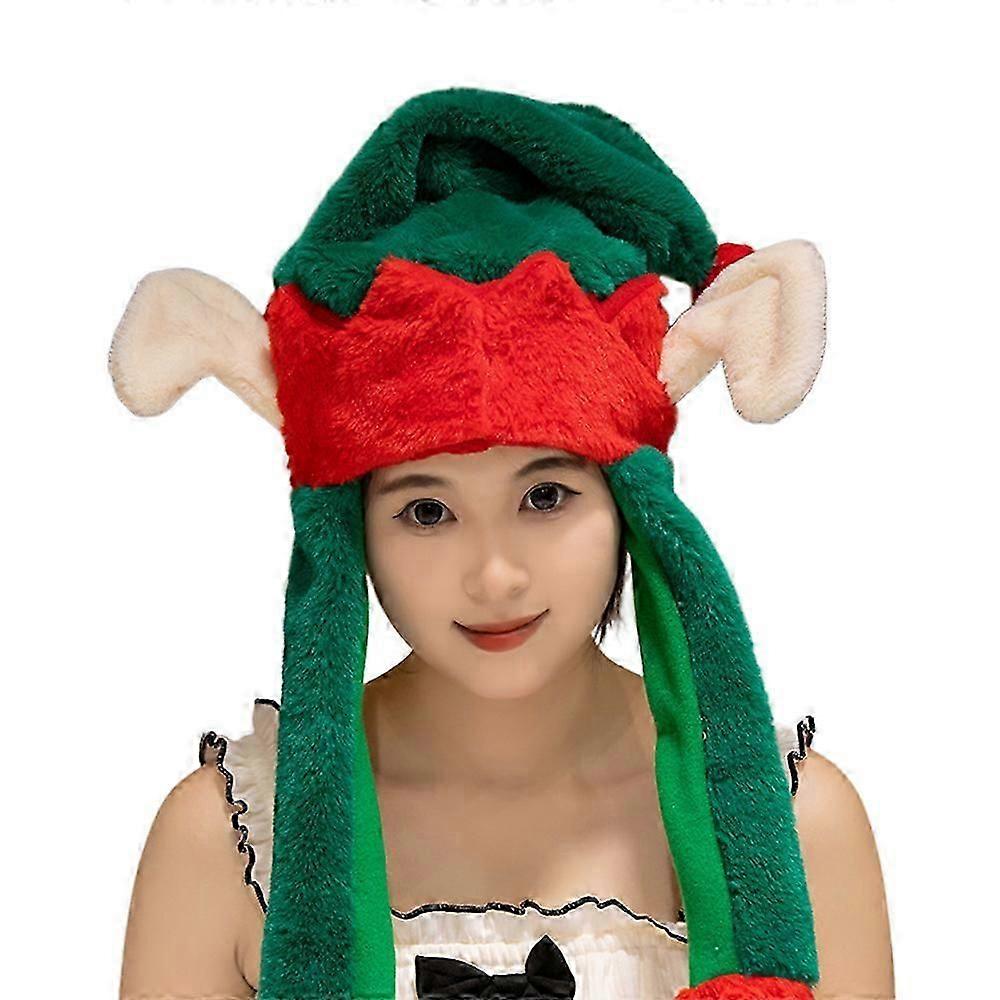 Grinch Santa Elk Gingerbread Man Christmas Tree Movable Ears Hat Plush Moving Caps