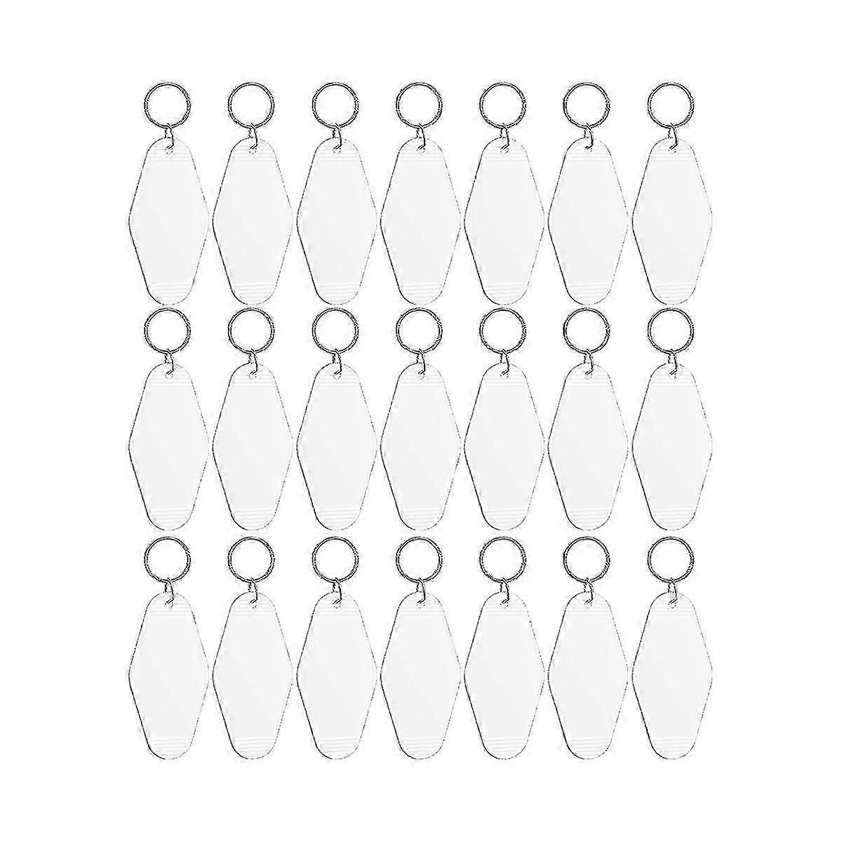 24 Pcs Vintage Motel Keychain Diy Blank Hotel Keychains Heat Transfer Blank Keychains Bulk Sublimation (white)