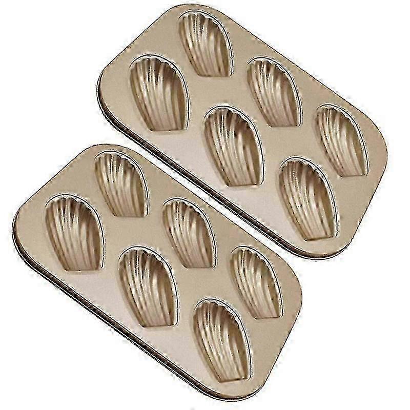 2-pack Madeleine-form, tålig non-stick-form, Madeleine-bakform för ugnsbakning (champagneguld)