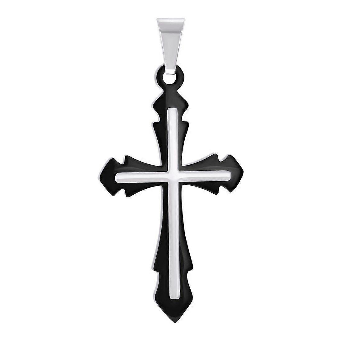 ステンレス鋼ブラックトーンメンズクロス宗教チャームペンダントネックレス男性用