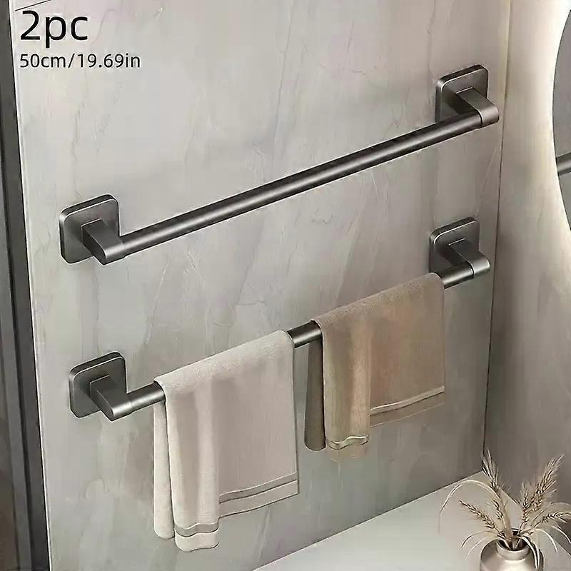 2pcs Gun Grey No Drill Wall Mounted Towel Rack (50cm)