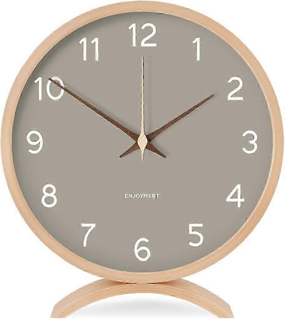 置時計 - 静かで時を刻まない8インチの木製時計卓上時計リビングルームのオフィス寝室の装飾に最適