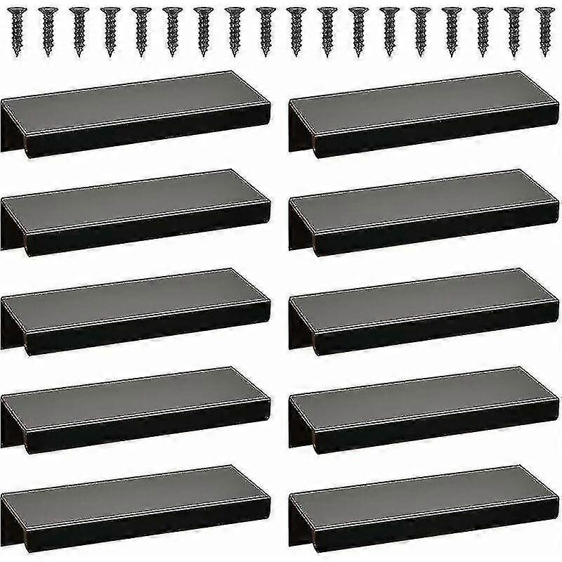 10pcs Drawer Handle Door Handle, Concealed Cabinet Handle Wardrobe Handle (128MM, black) Kitchen Cabinet Drawer Cabinet Handle, Curved
