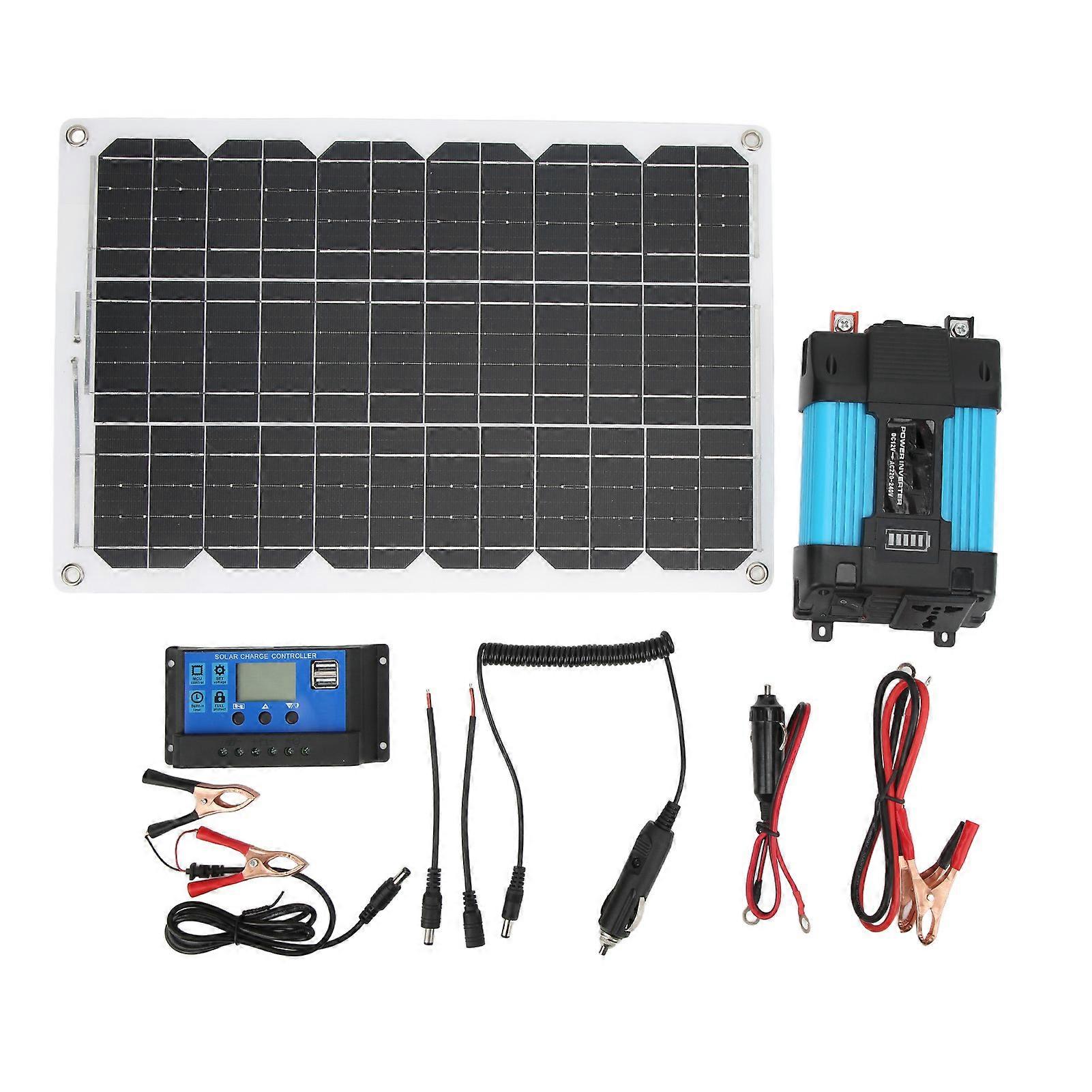 Portable Power System Modified Sine Wave Inverter 18W 18V Panel 30A 12V 24V Solar Controller Kit