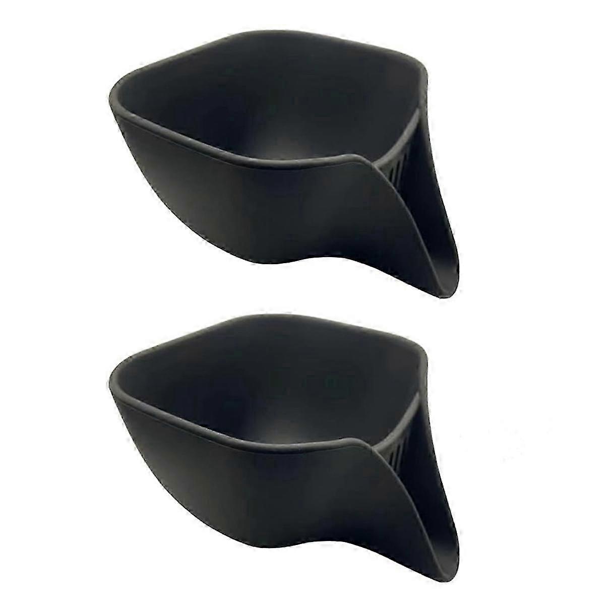 2Pcs Multi-Function Water Filter Basket With Spout,Drain Basket,Black