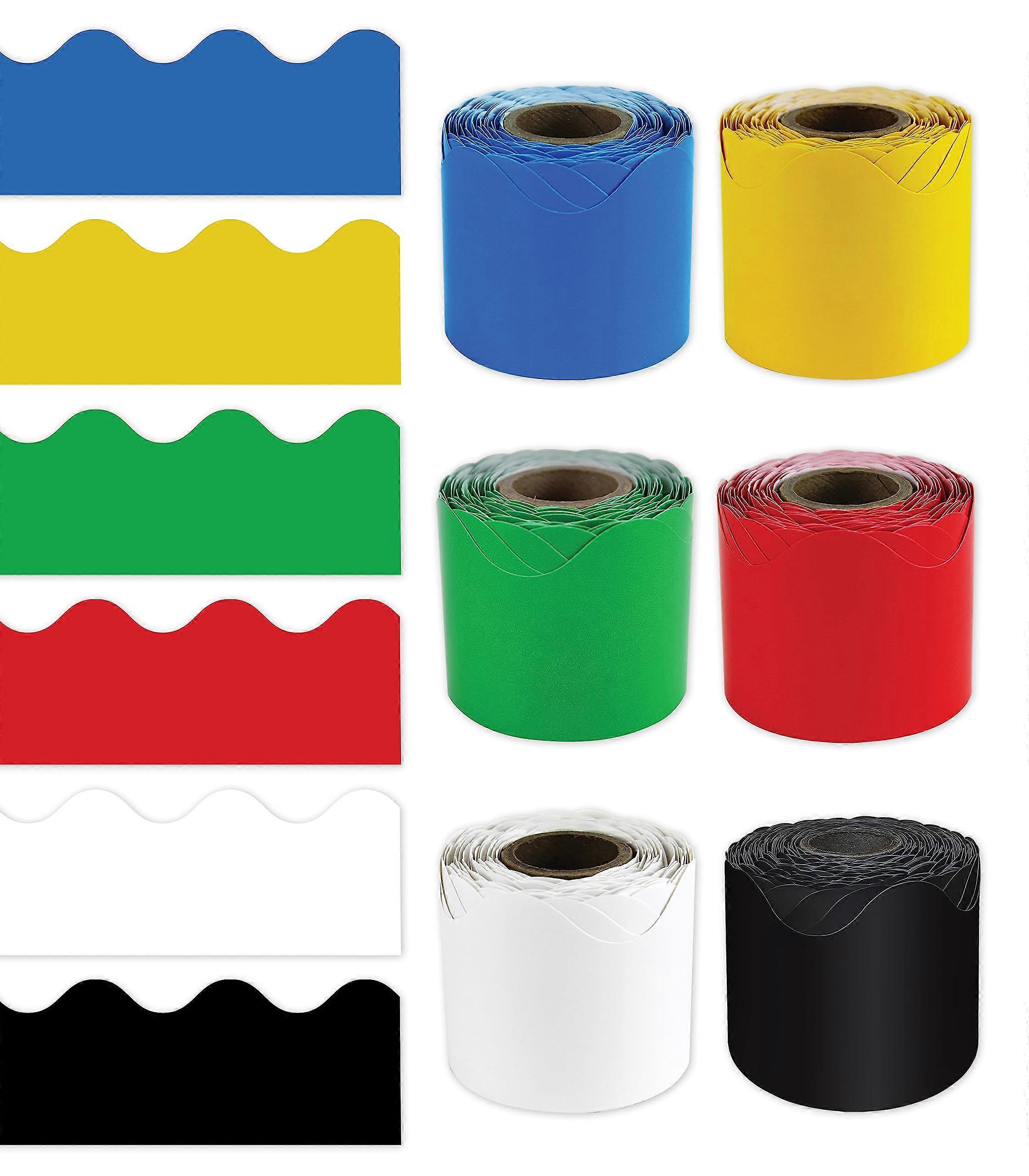 Carson Dellosa 6 Rolls of 216 Ft Scalloped Bulletin Board Borders, Primary Colors