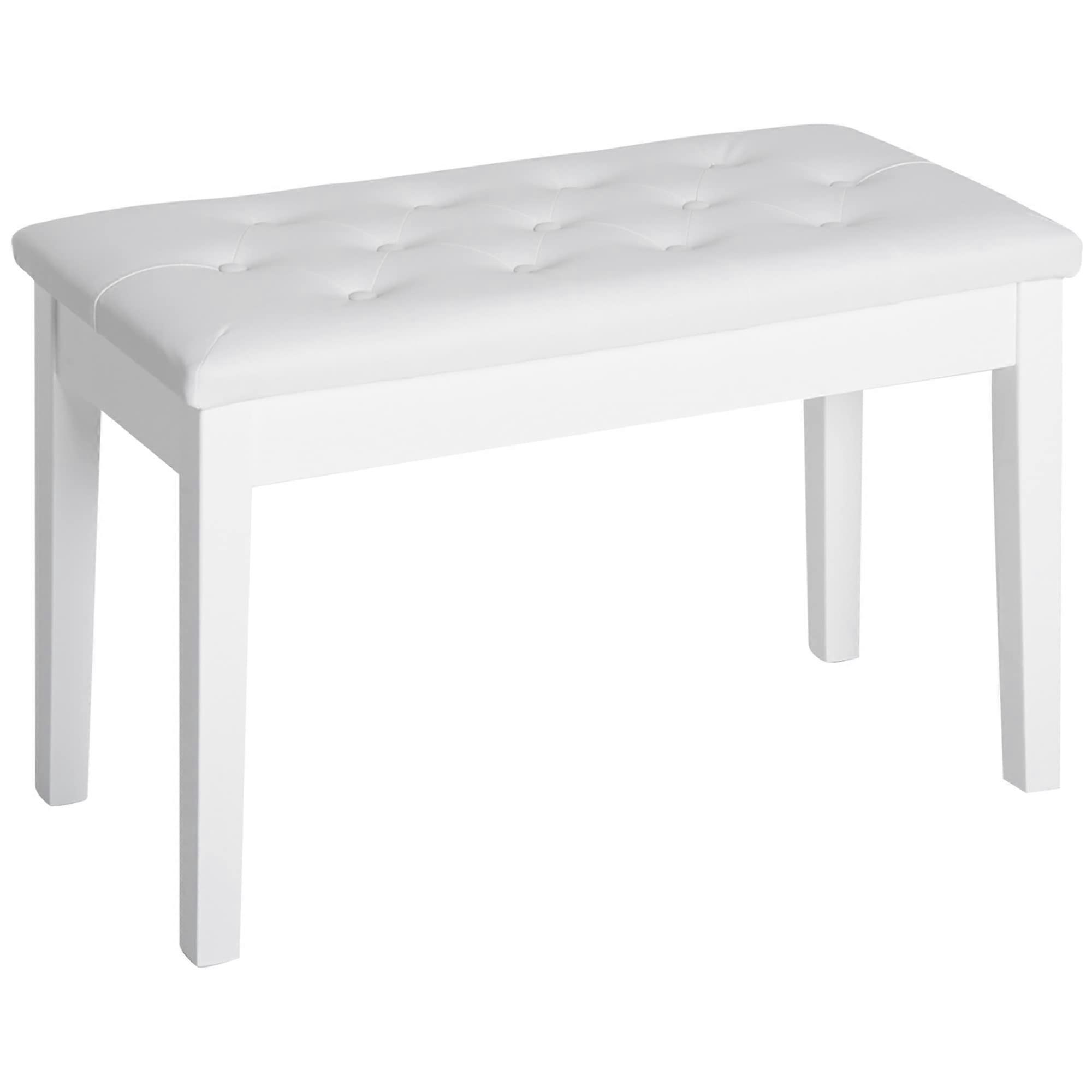 Piano Bench, Duet Piano Chair with Wooden Frame,Faux Leather,Padded Cushion,Button Tufted Keyboard Bench, White