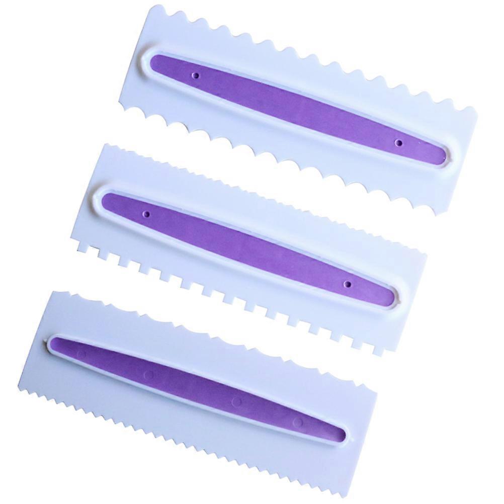 3 Pcs Plastic Mousse Polisher Cake Smoother Icing Comb Buttercream Spatula for Professional Cake Decoration Kitchen Cafe Use