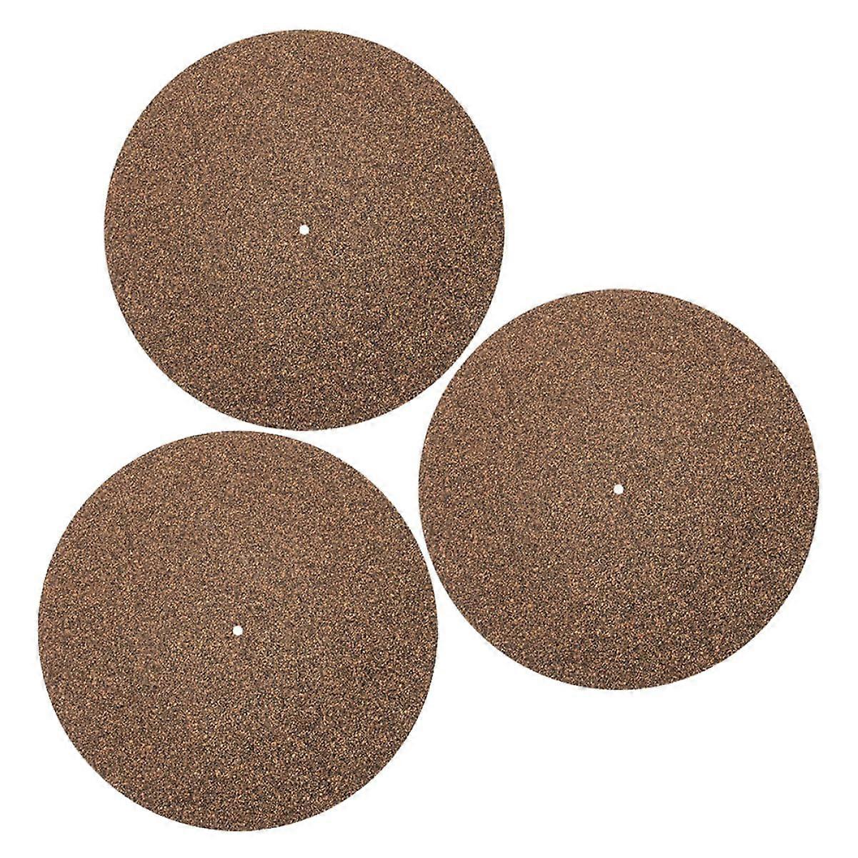 3Pcs Cork Turntable Slipmat for Vinyl Records Sound Record Mat Compatible with Various Turntables Enhances Audio Performance Static Cork Pad