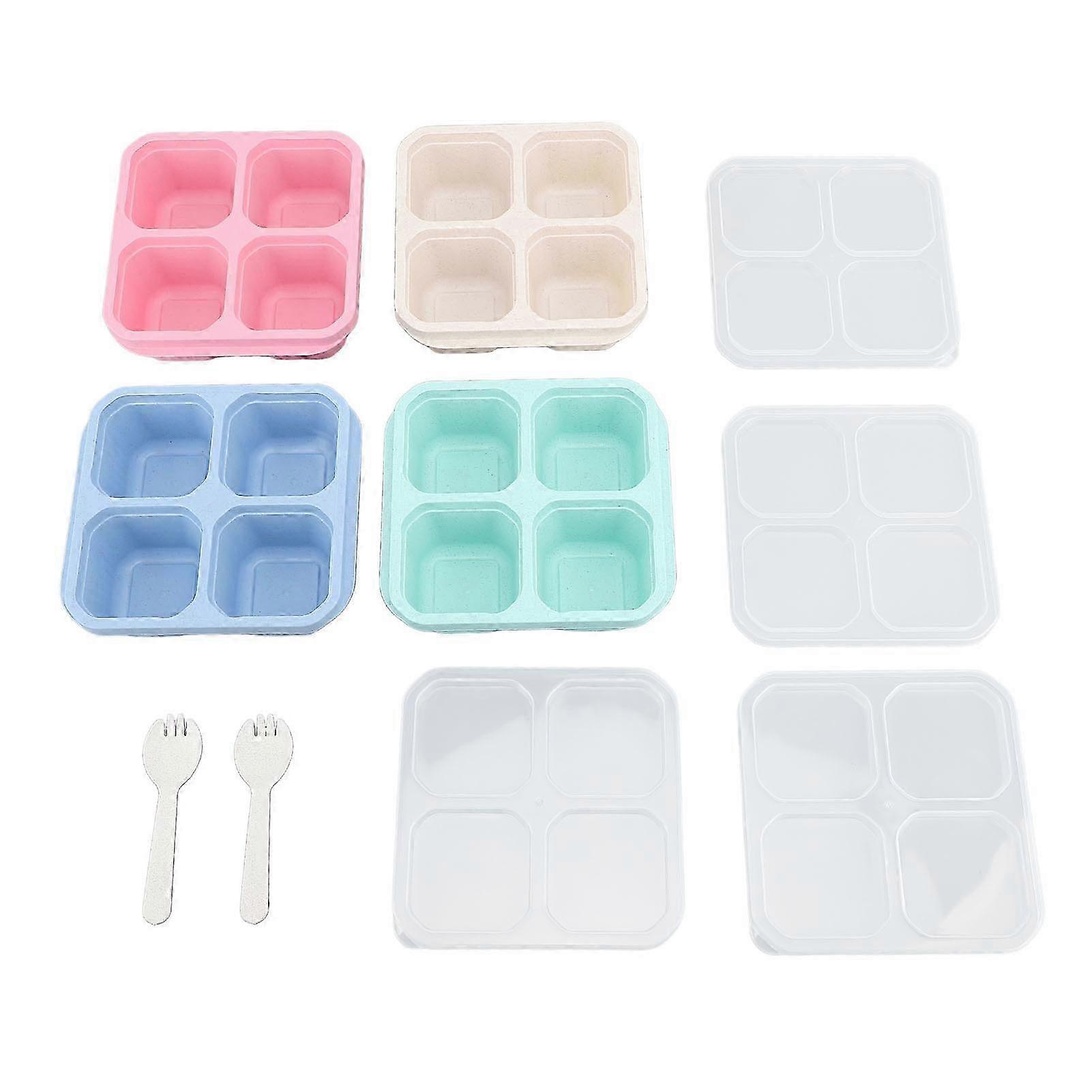 2025 4 Colors Snack Box Stackable Reusable Dustproof 4 Divided Compartment Snack Container with Lid