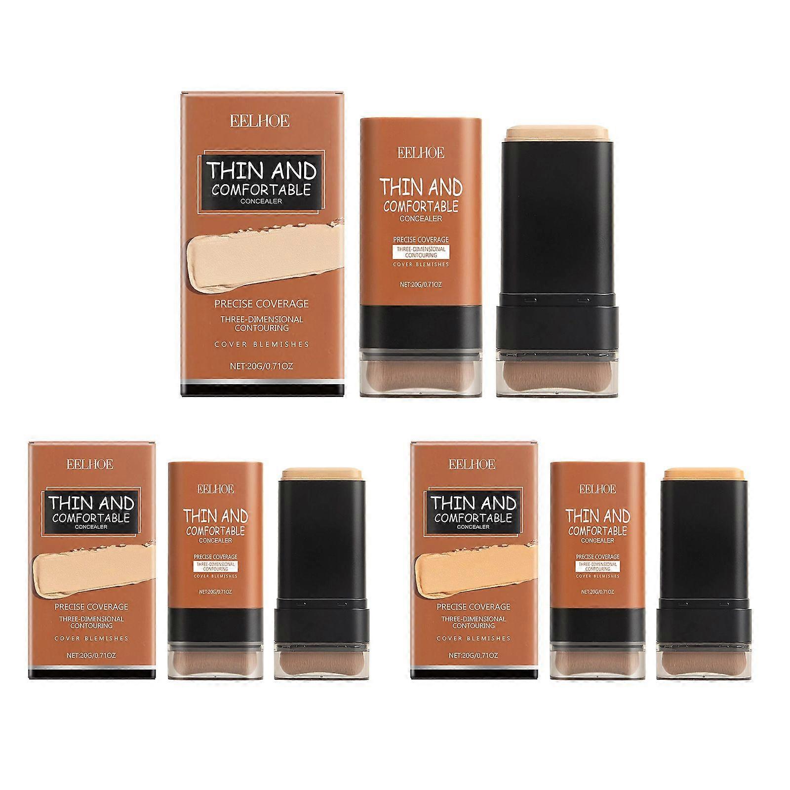 3PC light concealer foundation stick liquid foundation is not easy to remove